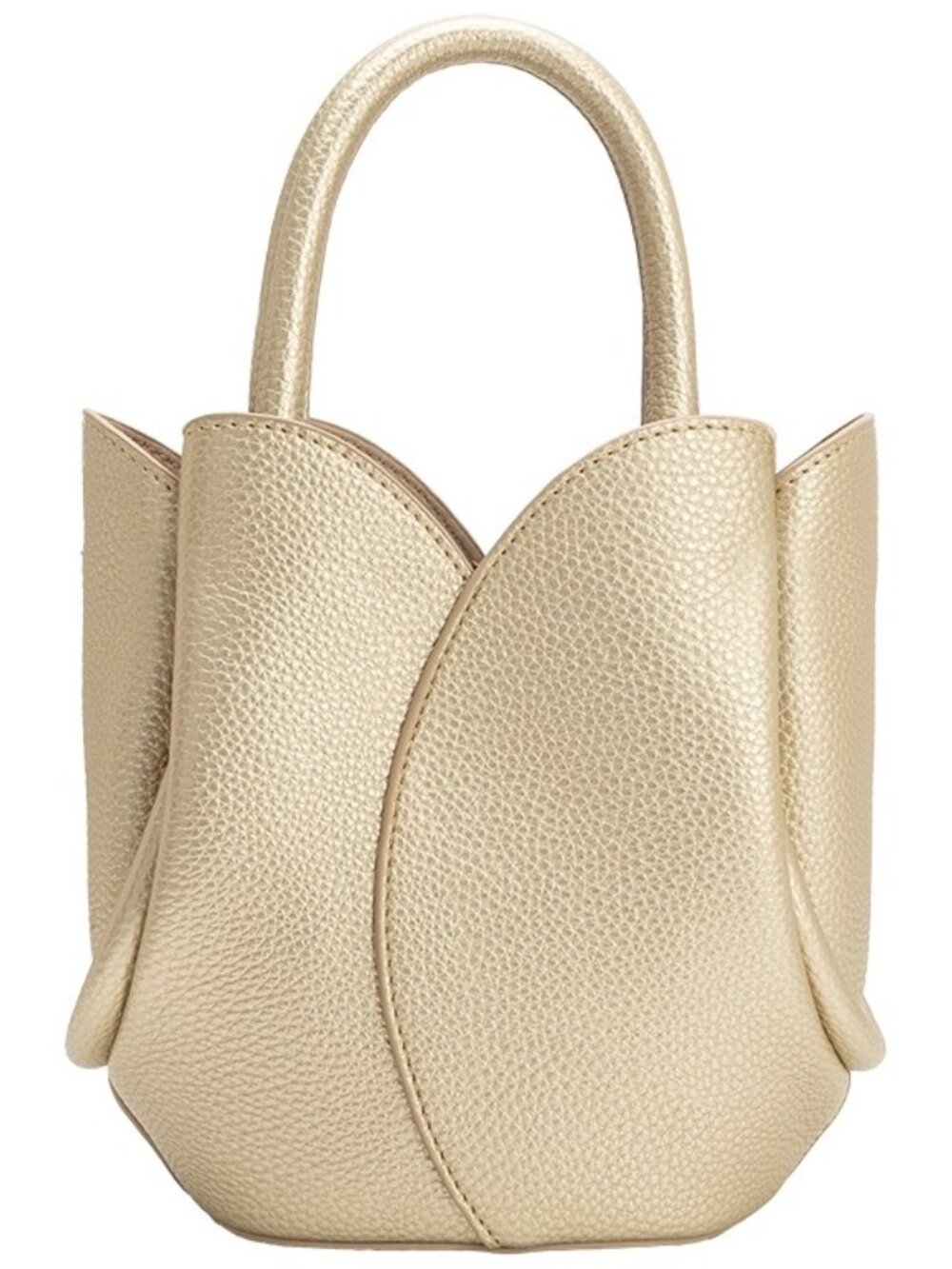 Melie Bianco Mini Tulip Metallic Gold Vegan Leather Crossbody Top Handle Bag NWT